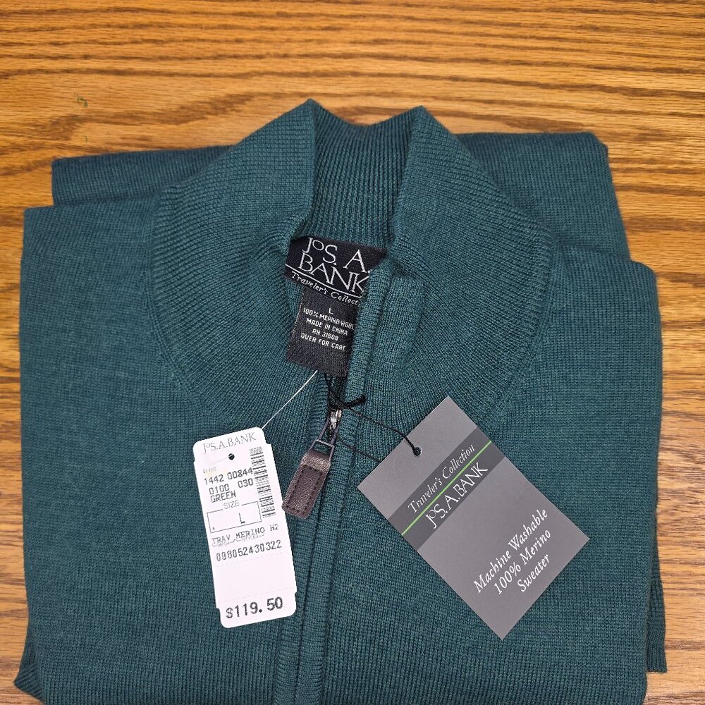 NWT JoS A Bank Traveler Collection Half-Zip Sweater